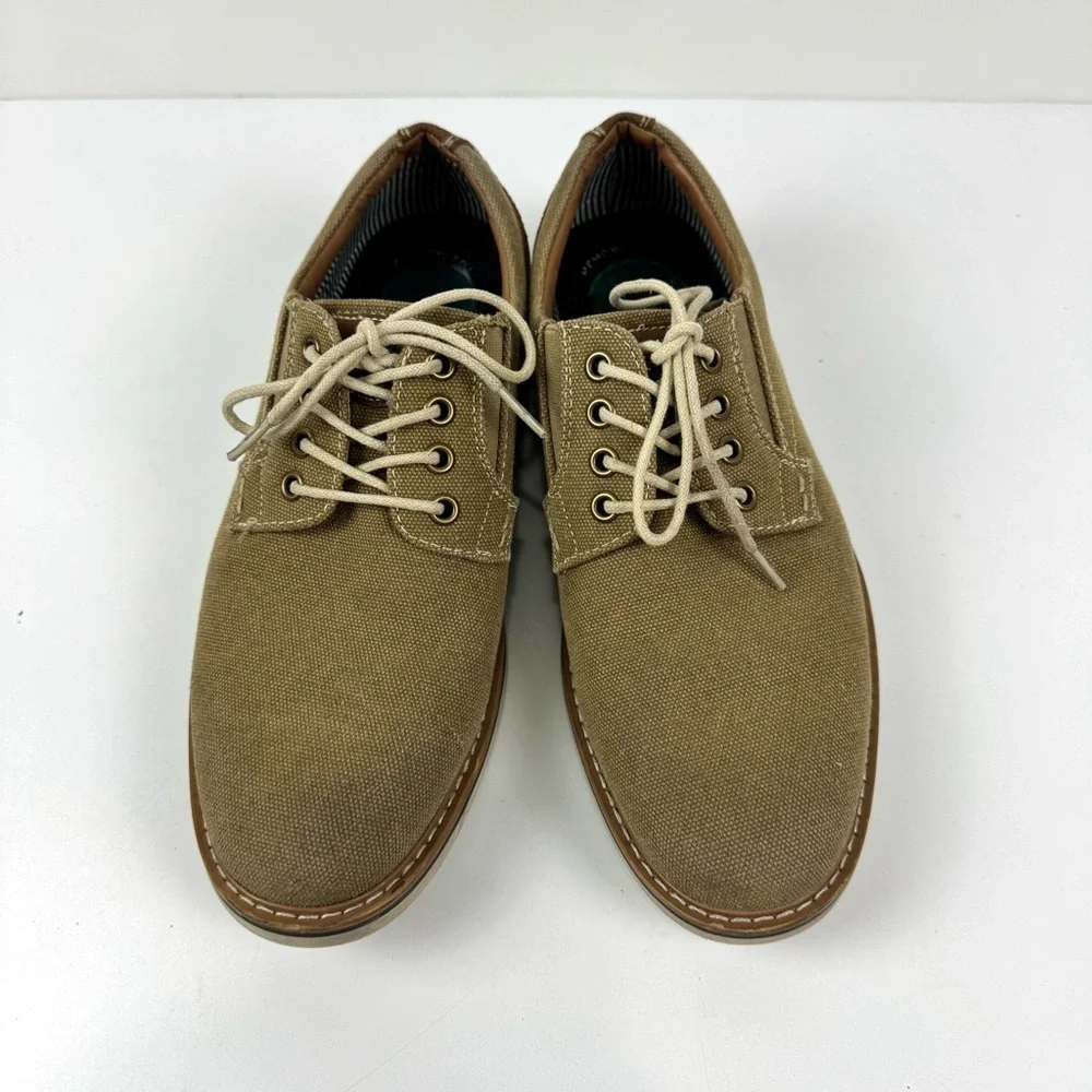 Nunn Bush Barklay Tan Canvas Plain Toe Oxford Shoes Preppy Casual Mens Sz 7M EUC